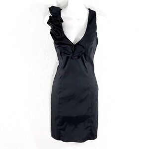 Jackie Jon New York black taffeta ruffle dress S24